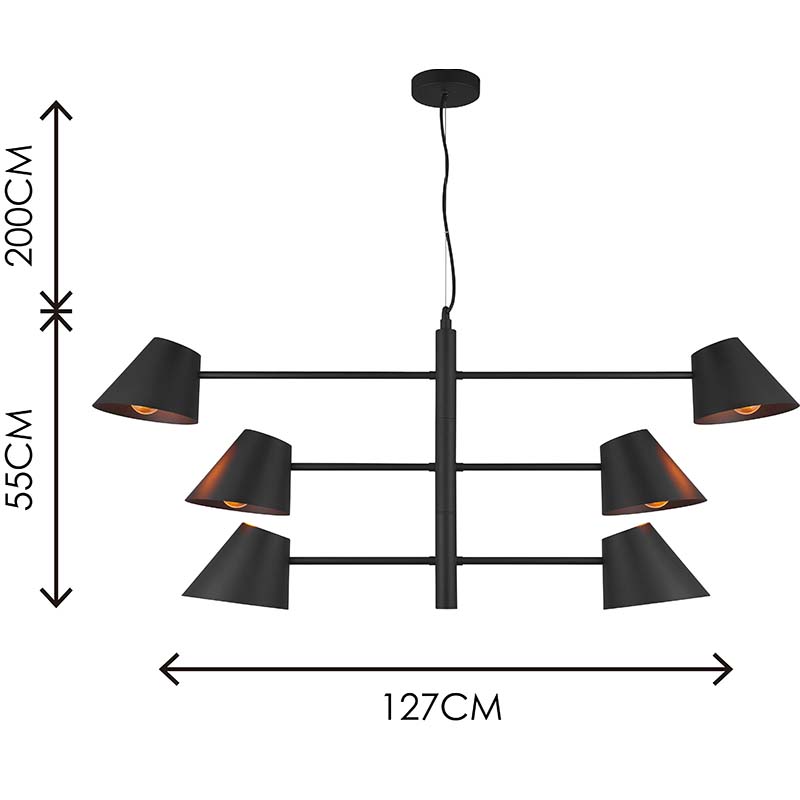 Luz simples moderna nórdica com braços oscilantes triplos ajustáveis ​​luminária de teto 6lys E27