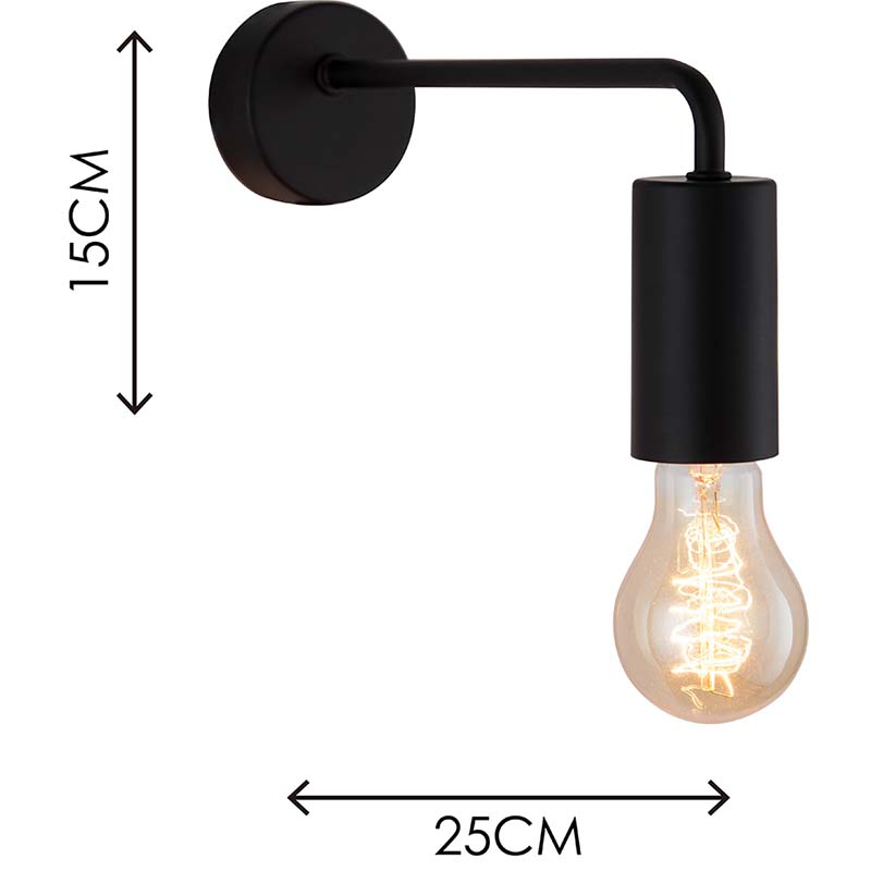 Melhore o seu espaço com a luz de parede de estilo moderno simples - Matt Black - E27