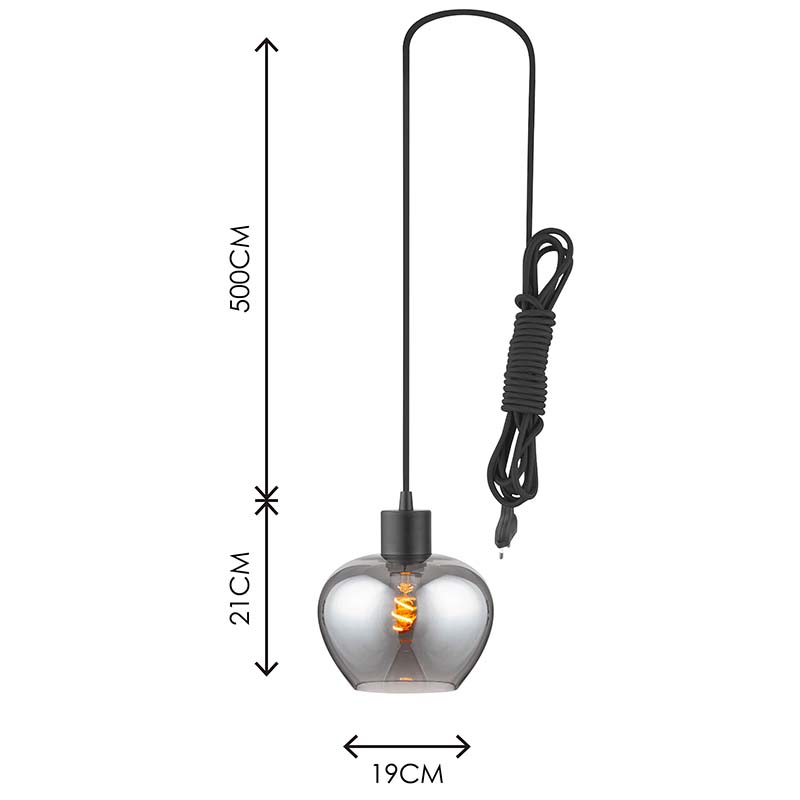 Modren Elegant Light Kelly Lustre Full Smoke Vidro Ajustável Janela Pingente Gancho E27