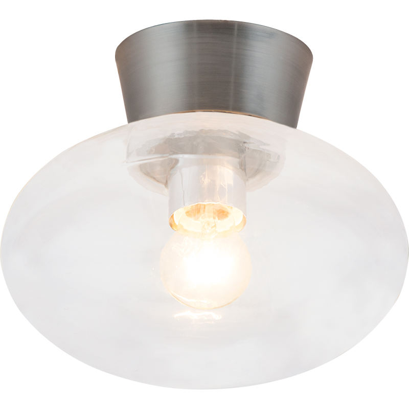 Luz de teto simples cogumelo estilo redondo para banheiro IP44 vidro transparente E27