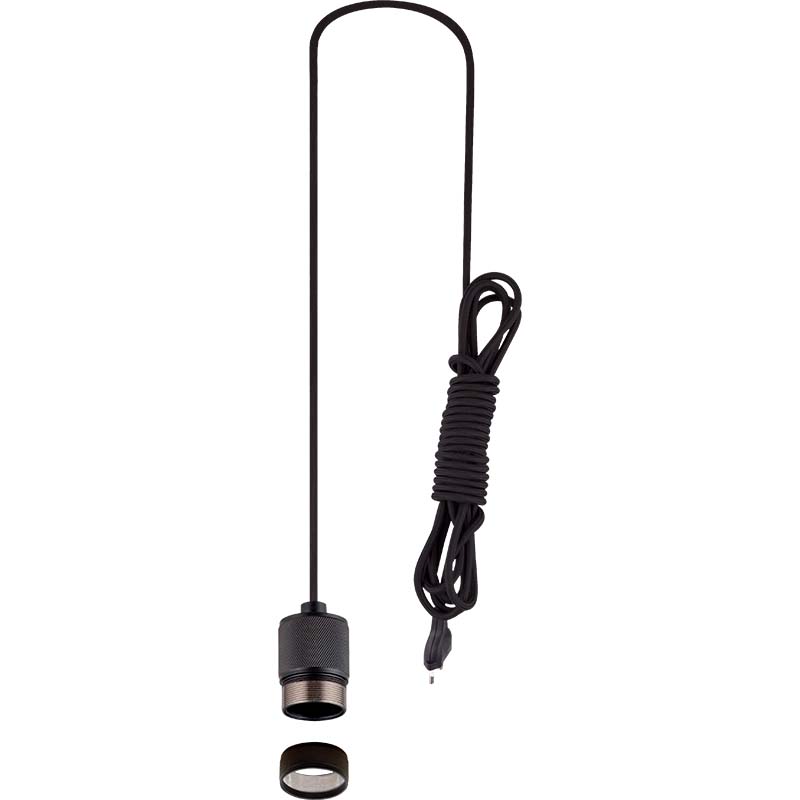 Pendente Simples Ajustável Janela Pingente Luminoso Matt Black Shade E27