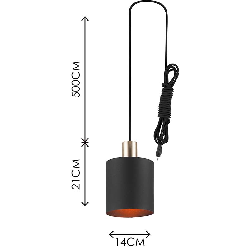 Candelabro moderno simples decorativo cilíndrico ajustável pingente tom de luz todo preto areia E27