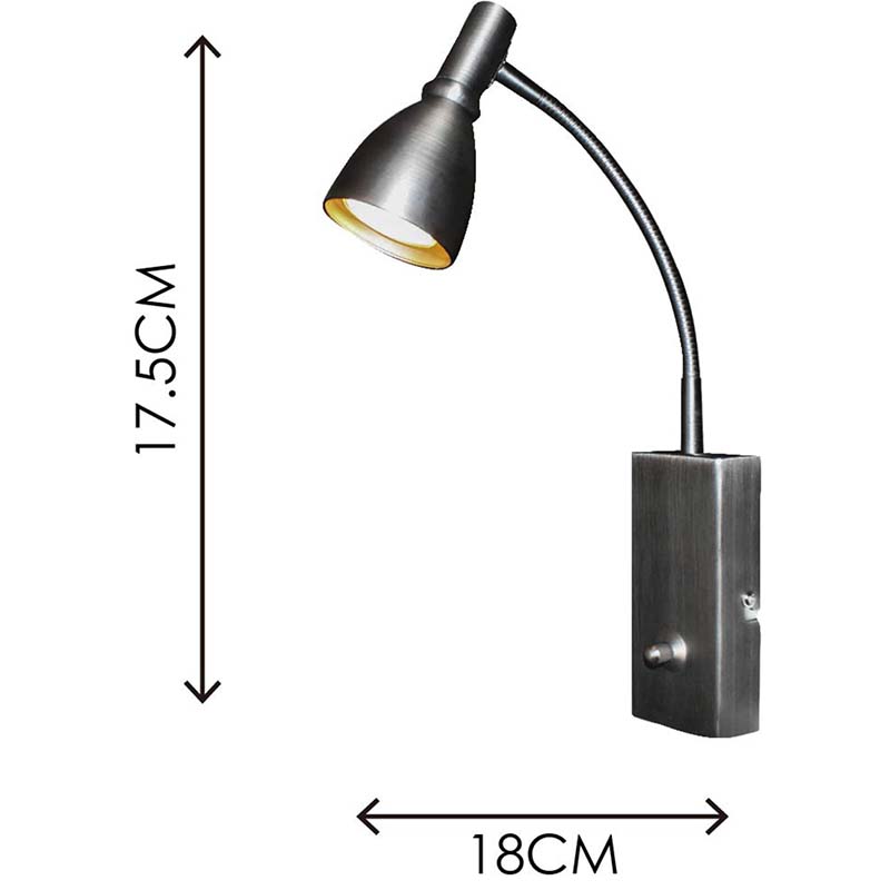 Projetor de parede EMIL estilo nórdico moderno foco de luz para estudo em casa com braço flexível estanho GU10 Dim