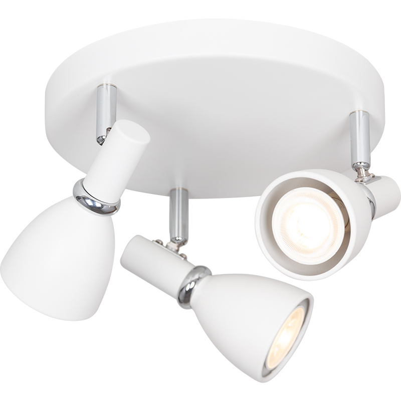 Refletor de teto estilo nórdico minimalista com três luminárias GU10 branco arenoso, coleção EMIL