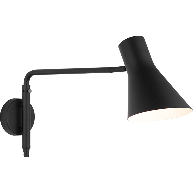 Elegante design nórdico autêntico preto com braço articulado luminária de parede E27