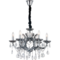 Lustre clássico de cristal fumê design nobre pendente de luz 6 lys dia 65 cm E14