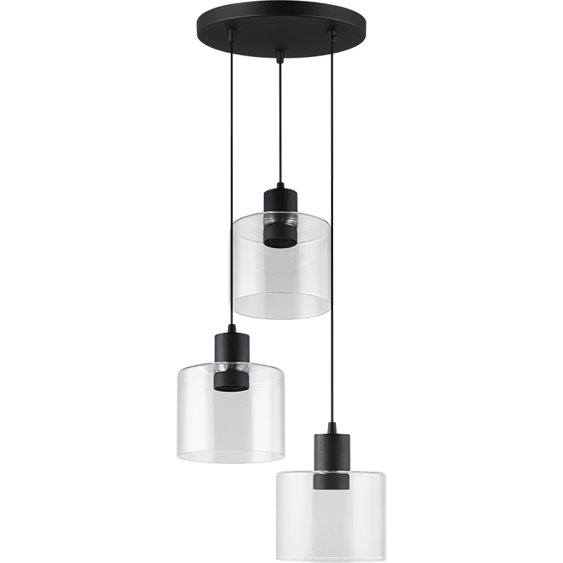 Luminária de teto suspensa linear moderna decorativa de vidro transparente ajustável pendente redonda 3 lys E27 Dim