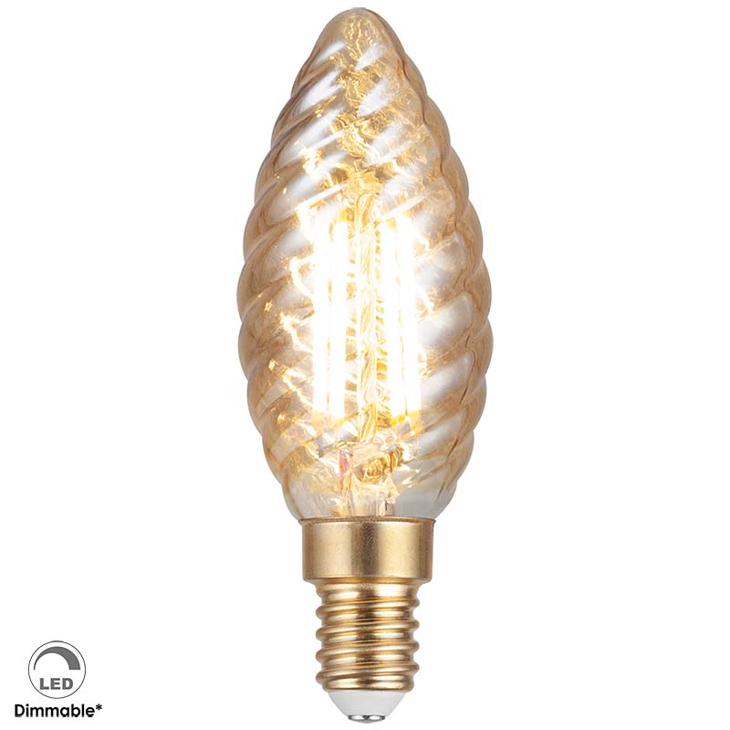 Iluminação com a lâmpada âmbar regulável 230V E14 C35 Twist LED 4W