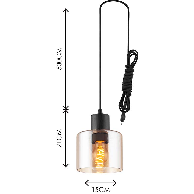 Modren luz simples atraente lustre decorativo vidro âmbar ajustável pingente de luz E27 Dim