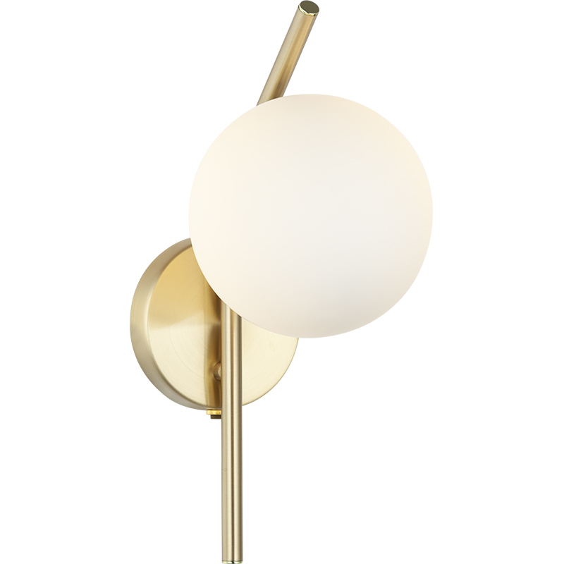 Luminária de parede de vidro opala elegante com design nórdico autêntico luz de bola decorativa G9