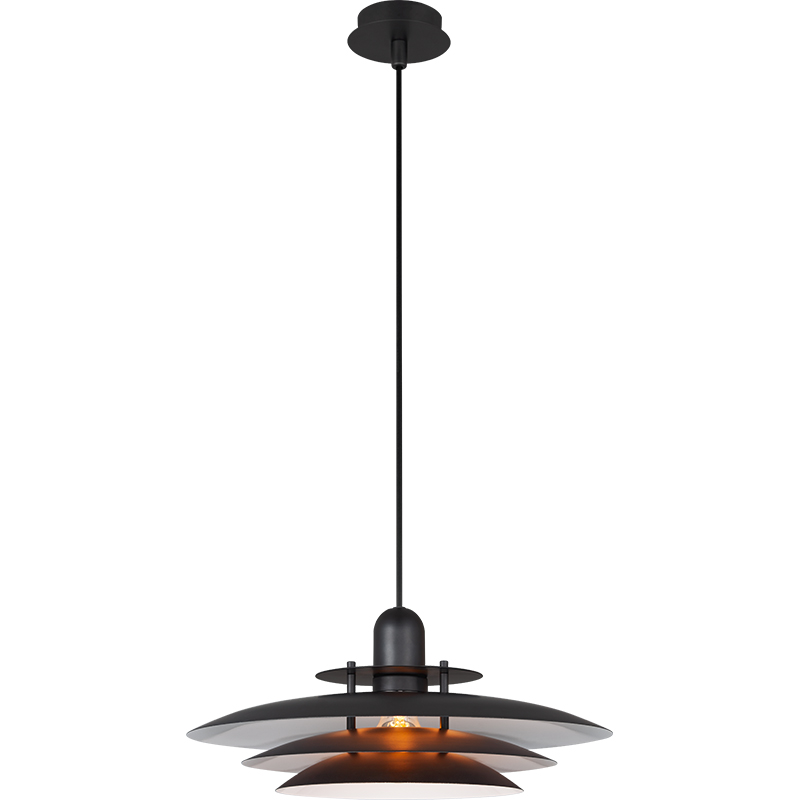 Nordic Round Light Atraente Lustre Louvre Pendente Luz Altura Ajustável Preto Mate interior Branco E27