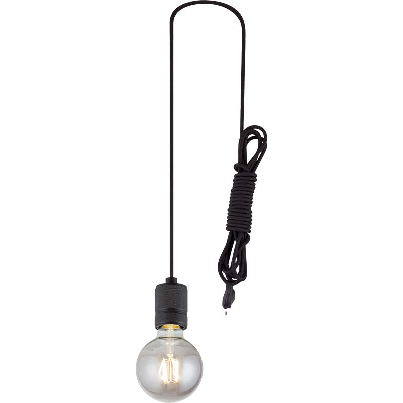 Pendente Simples Ajustável Janela Pingente Luminoso Matt Black Shade E27