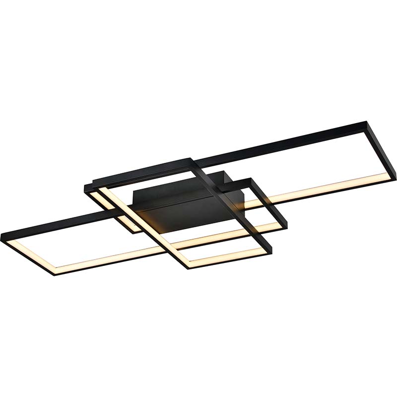 Luminária de teto moderna simples com faixa de luz LED 3 retangular areia preta L100cm DIM