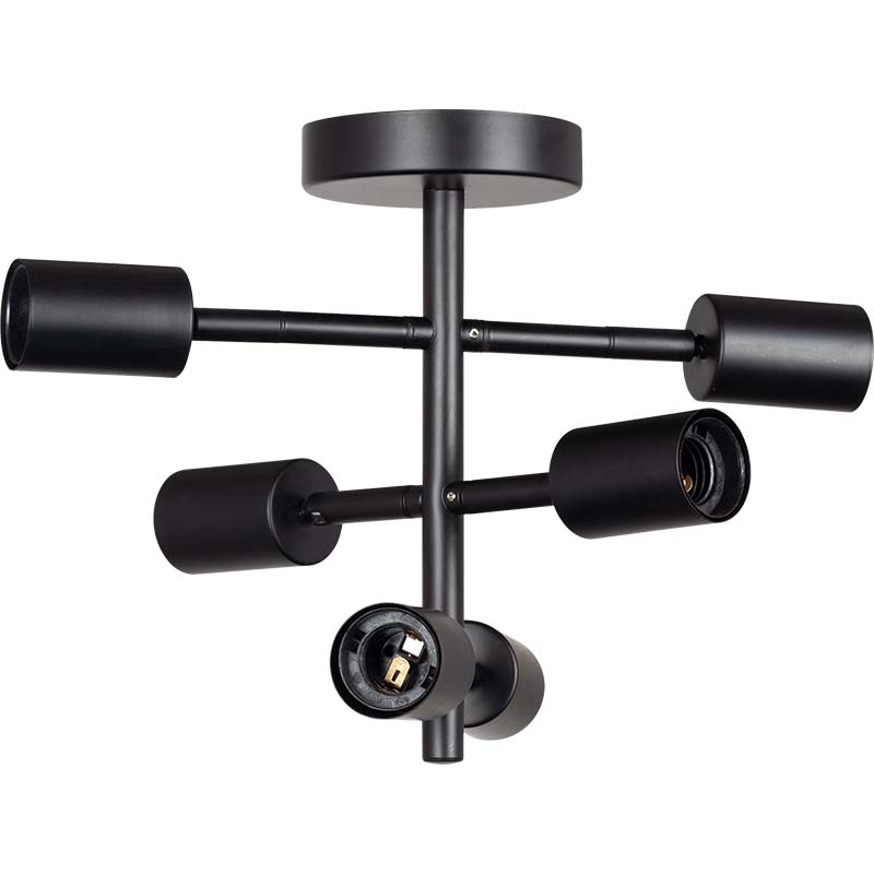 Luminária de teto ajustável industrial 6lys com articulação gimbal preta fosca E27