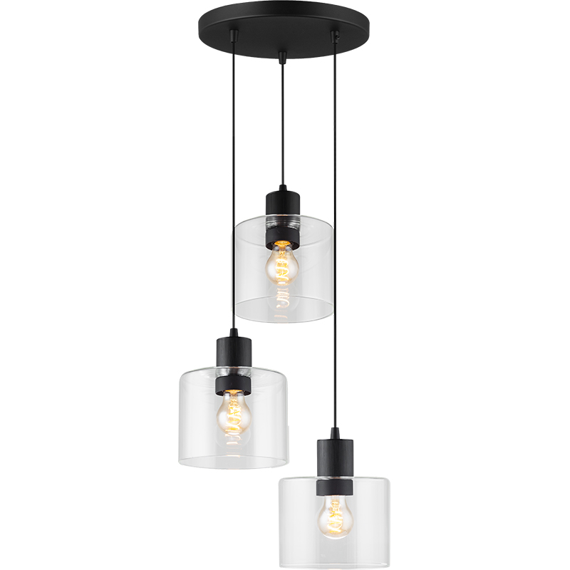 Luminária de teto suspensa linear moderna decorativa de vidro transparente ajustável pendente redonda 3 lys E27 Dim