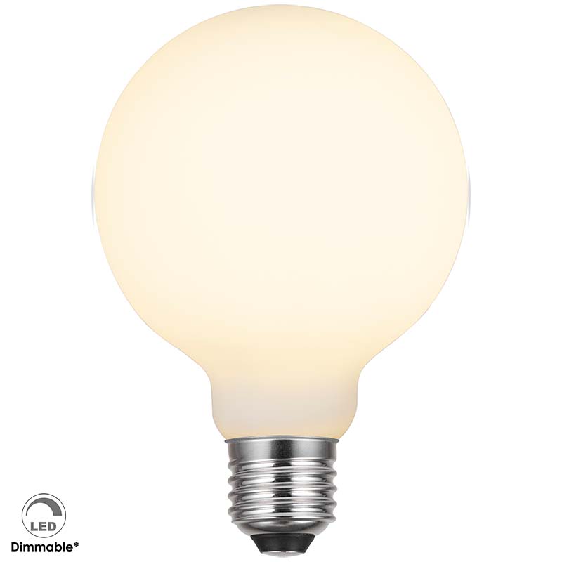 Lâmpada LED opala fosca para soquete E27, formato G95, 230V, 4W, 400lm, regulável