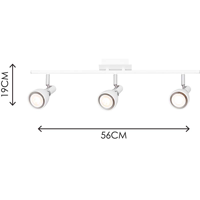 Candeeiro de Tecto EMIL em Estilo Nórdico Moderno com 3 Projectores e Encaixe GU10 em Branco Areia