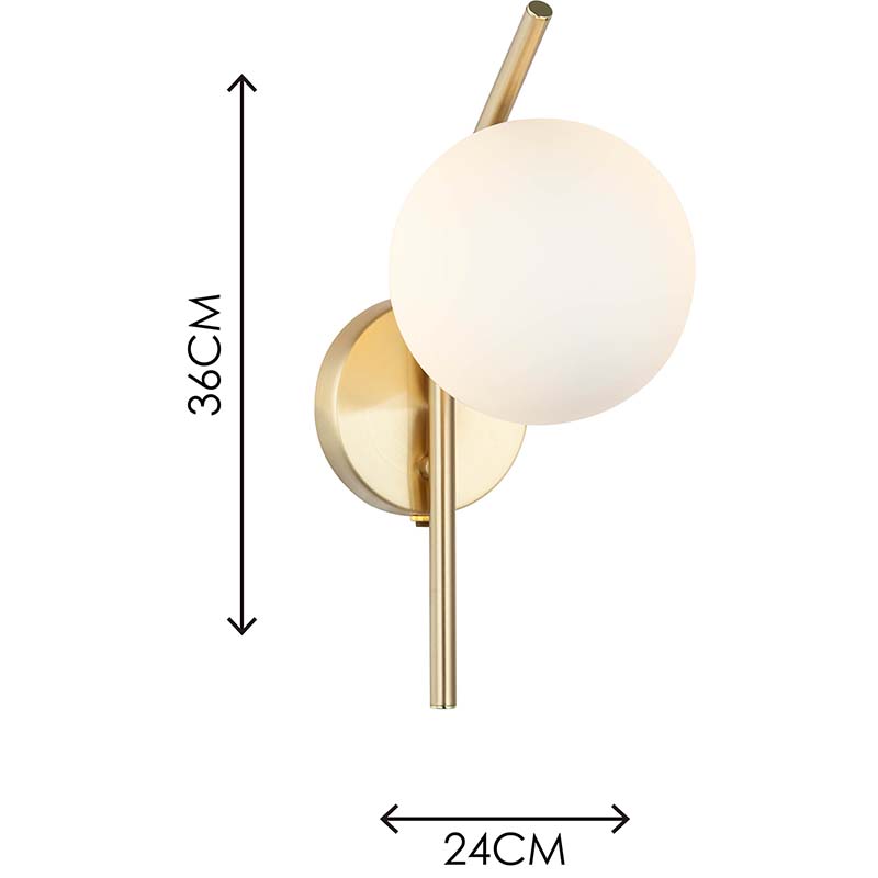 Luminária de parede de vidro opala elegante com design nórdico autêntico luz de bola decorativa G9