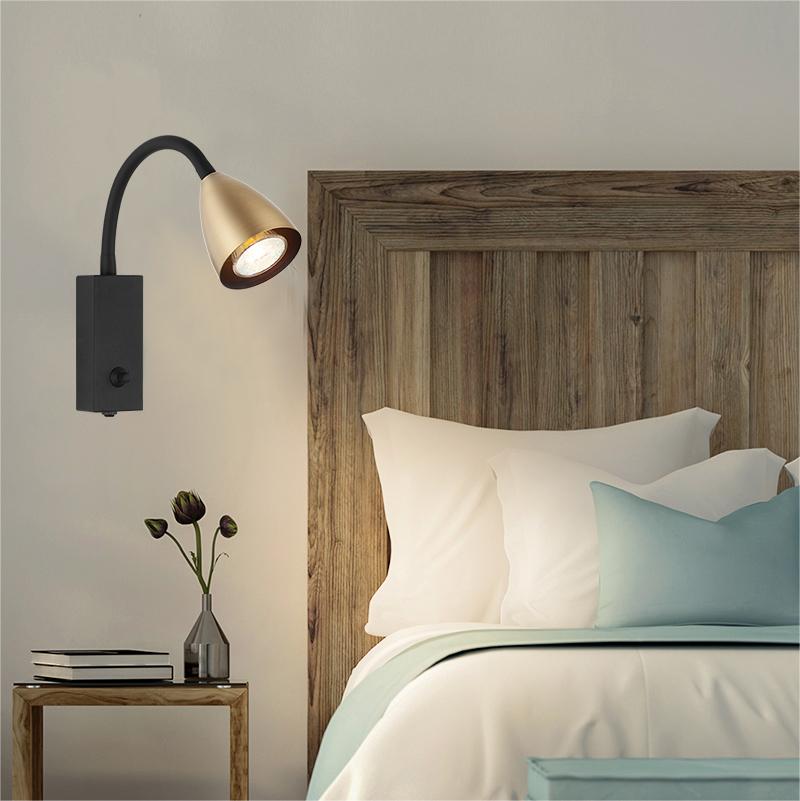 Foco de parede moderno nórdico luz decorativa para casa com braço flexível areia preto GU10 dim