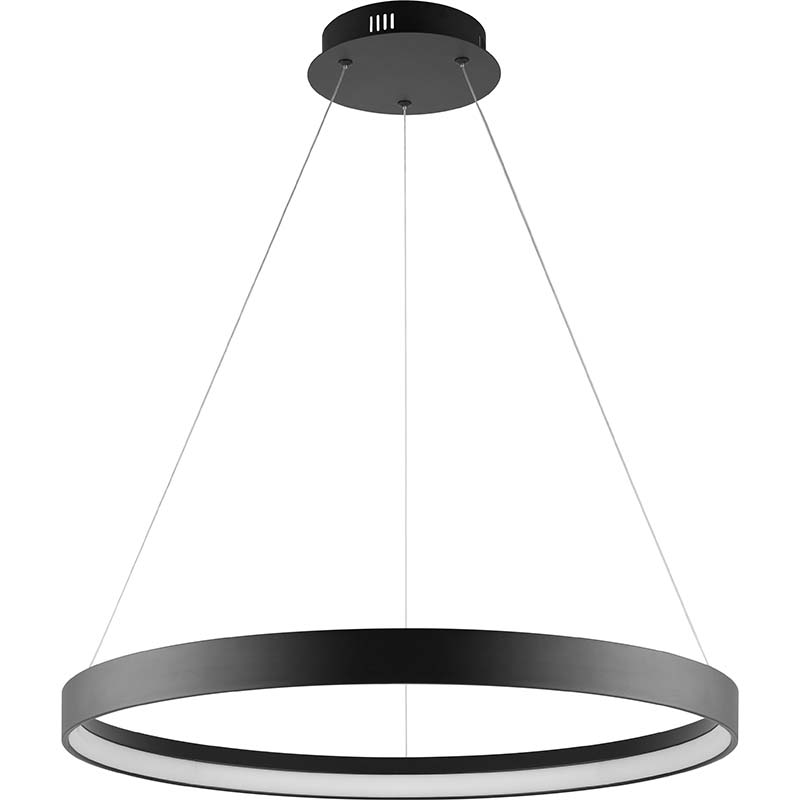 Lâmpada pendente LED Taklampe Sandy preta moderna com diâmetro de 61,5 cm DIM com controle remoto RF