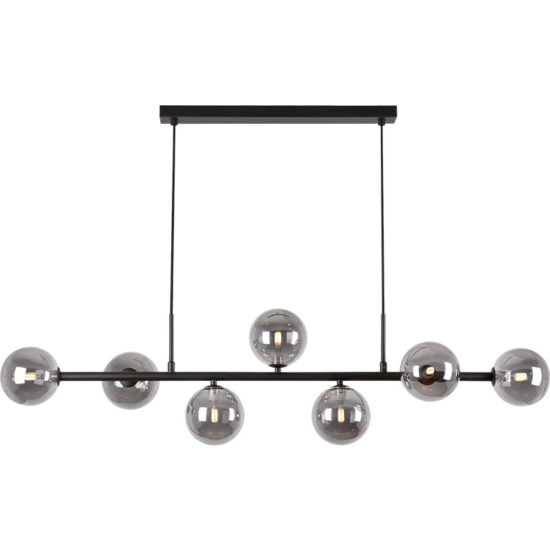 Luminária pendurada com design autêntico nórdico luminária pendente decorativa ajustável 7lys preto fosco e vidro fumê G9