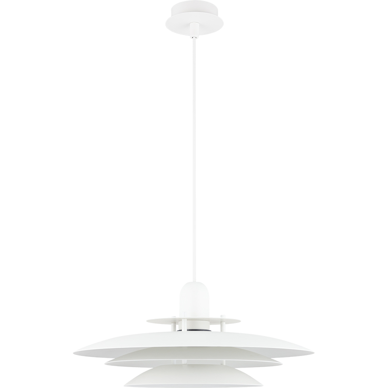 Nordic Round Light Atraente Lustre Louvre Pendente Luz Altura Ajustável Tudo Branco Mate E27