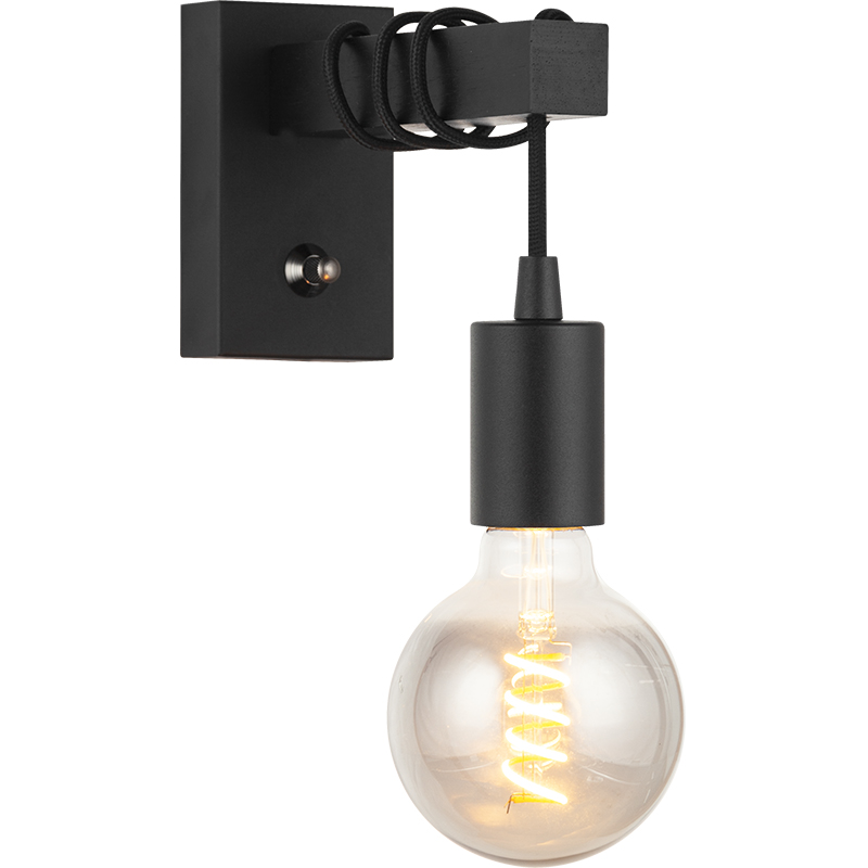 Lâmpada de parede design de madeira natural industrial elegante Mordern Luz de parede criativa E27 dim