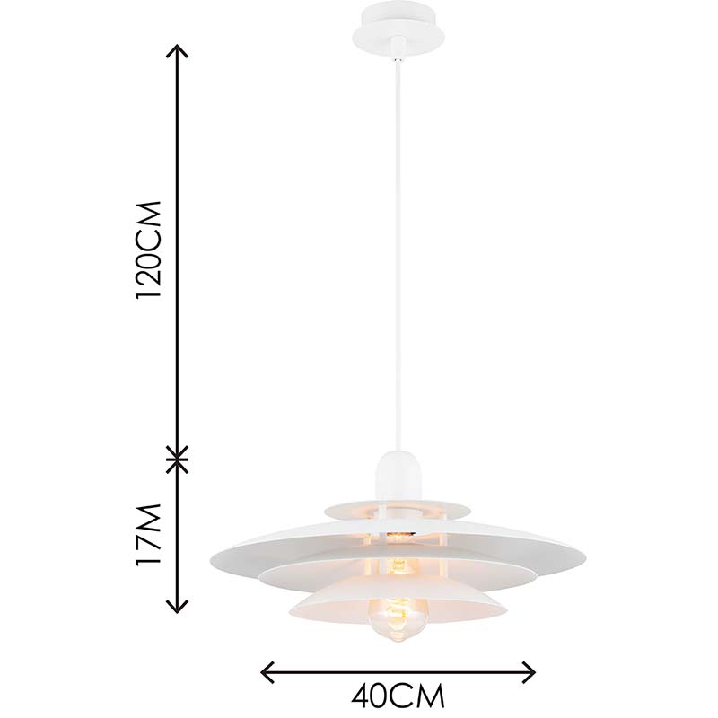 Nordic Round Light Atraente Lustre Louvre Pendente Luz Altura Ajustável Tudo Branco Mate E27