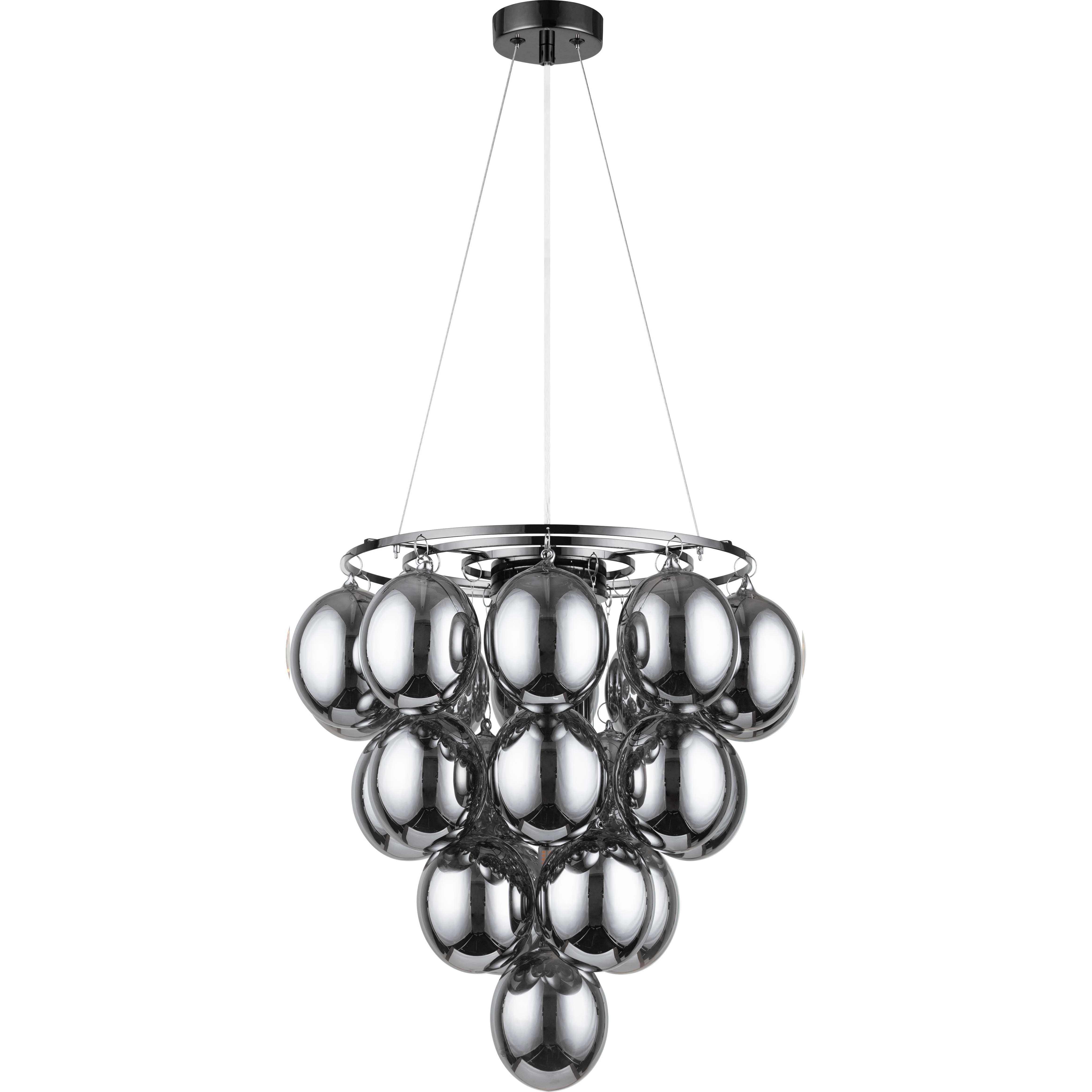 Luminária pendente decorativa graciosa: elegante barra de metal cromado preto, belos vidros cor de fumaça - 22 luzes