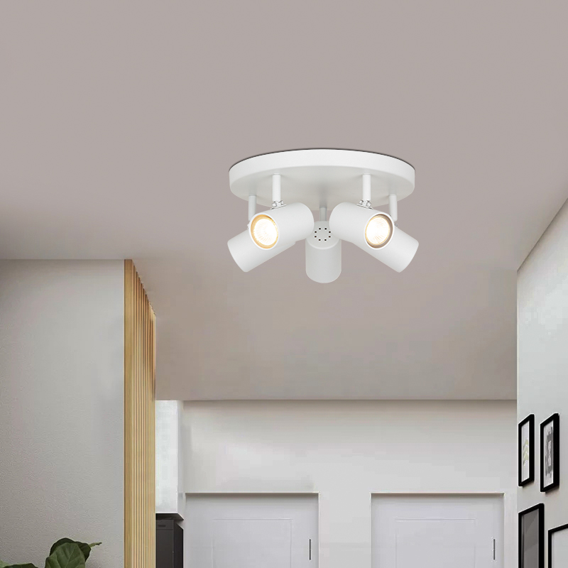 Luminária de teto embutida de inspiração nórdica com design simples e 5 suportes de lâmpada GU10 em branco arenoso