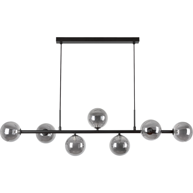 Luminária pendurada com design autêntico nórdico luminária pendente decorativa ajustável 7lys preto fosco e vidro fumê G9