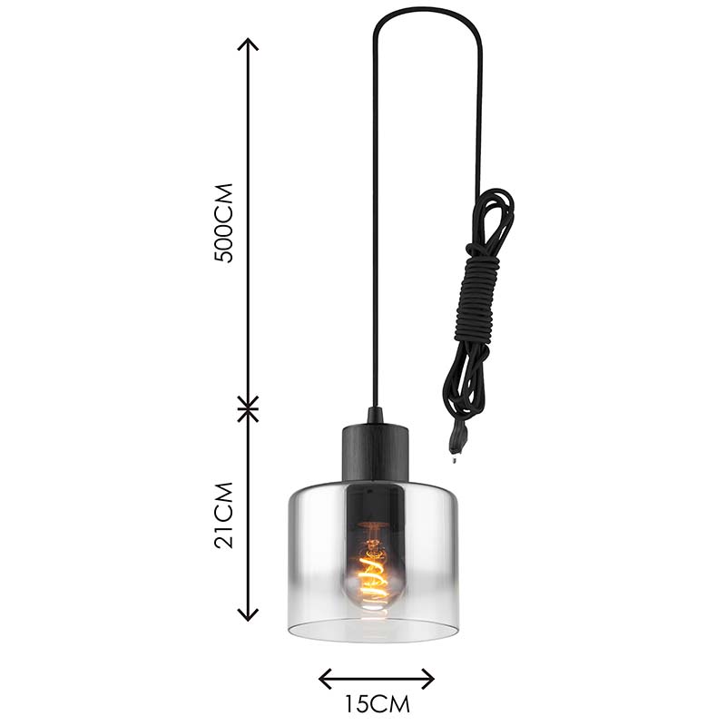 Lustre Modren Simple Light Atraente Gradiente Vidro Fumê Ajustável Pingente de Luz E27 Dim