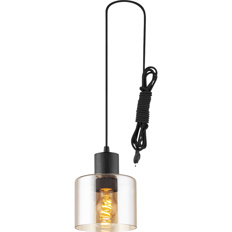 Modren luz simples atraente lustre decorativo vidro âmbar ajustável pingente de luz E27 Dim