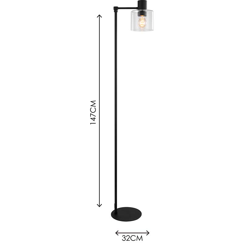 Candeeiro de chão de vidro transparente moderno estilo simples decorativo luz E27 Dim