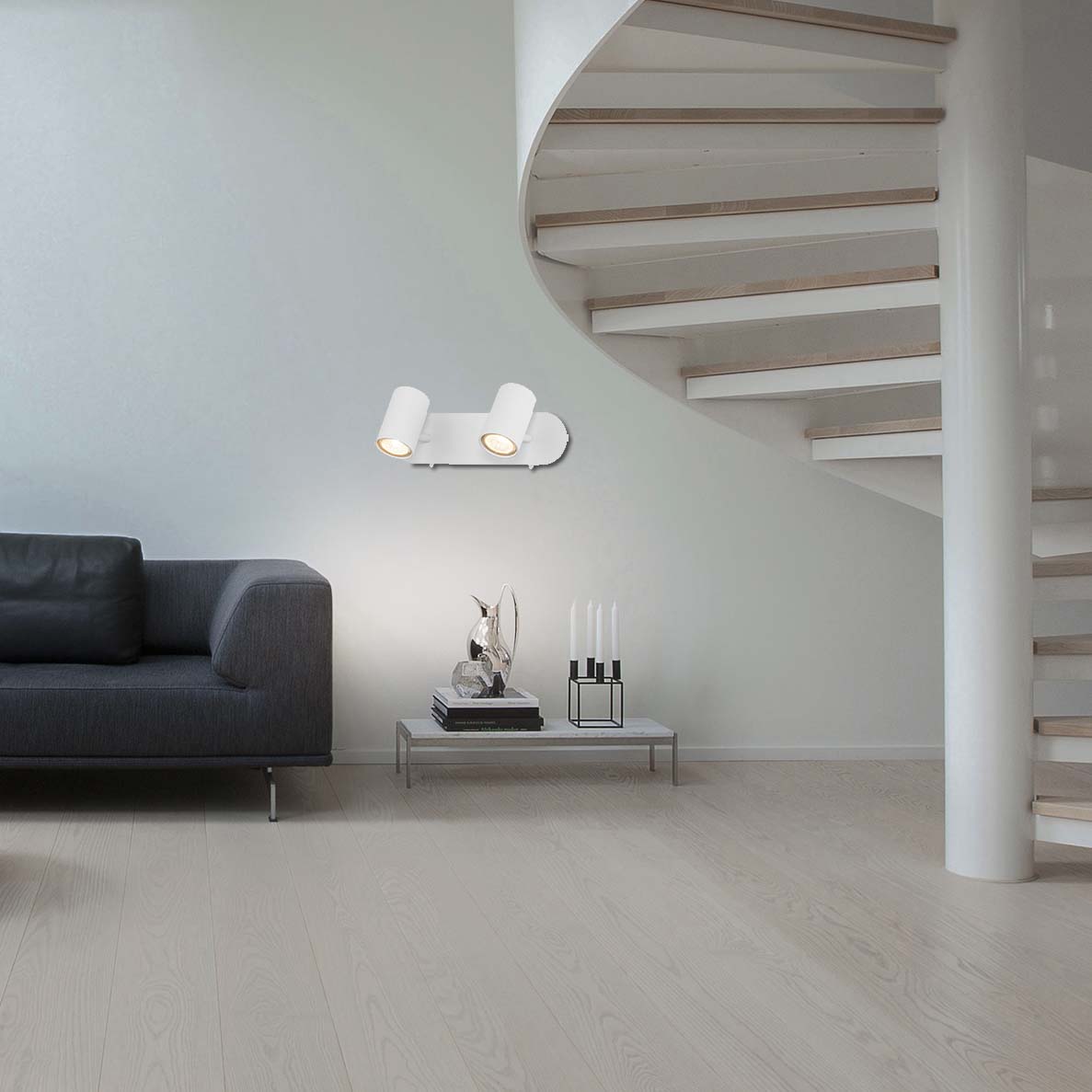 Lâmpada estilo moderno nórdico com foco duplo para decoração de luz branco areia GU10 Dim