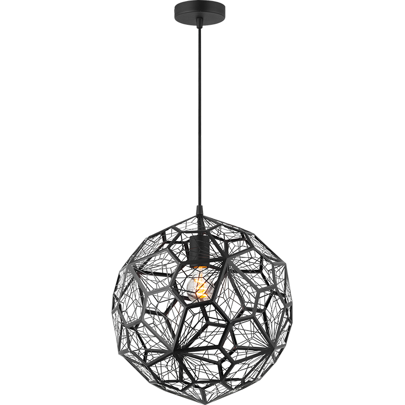 Design elegante de titânio bola de aço inoxidável pingente de luz 40 cm Sandy preto E27