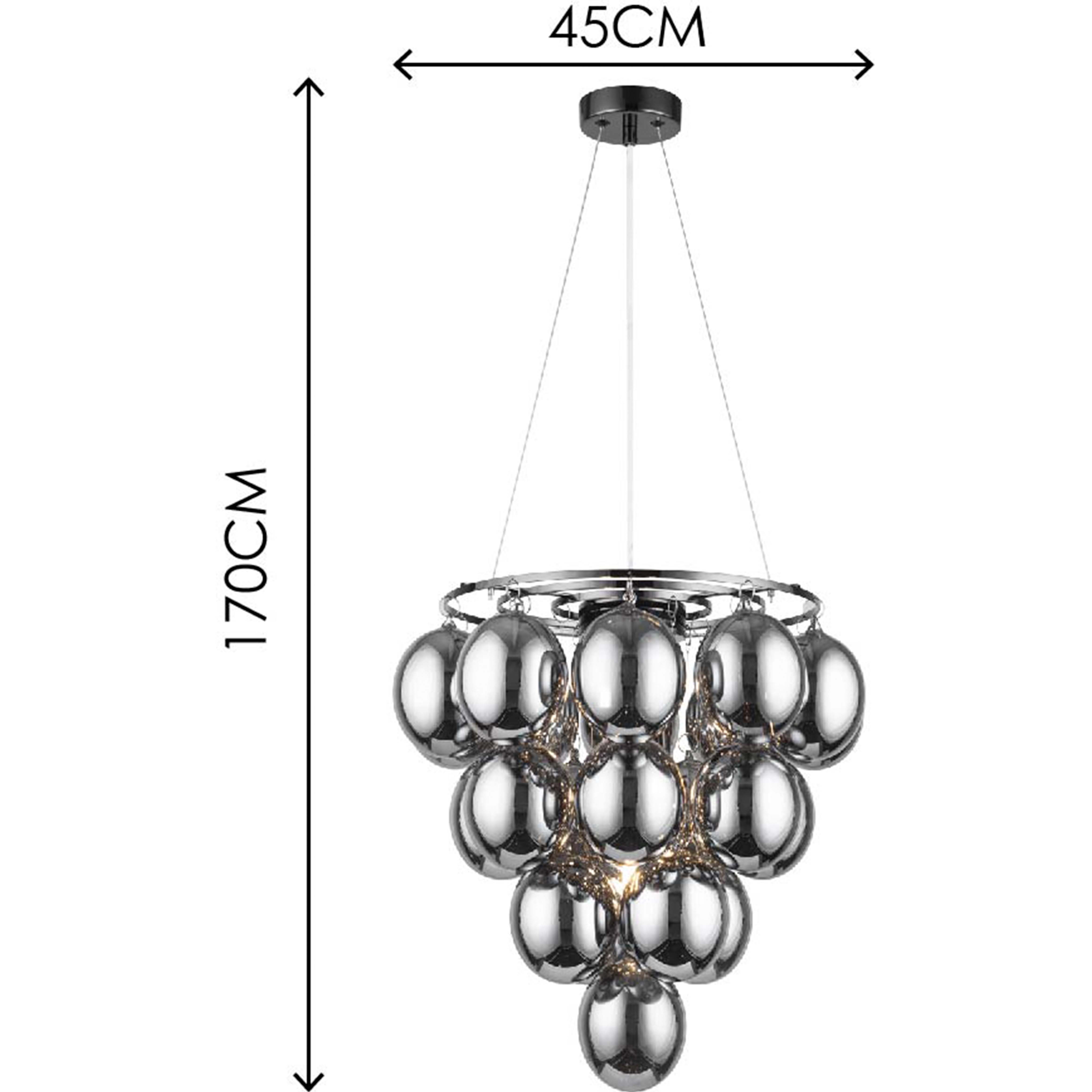 Luminária pendente decorativa graciosa: elegante barra de metal cromado preto, belos vidros cor de fumaça - 22 luzes