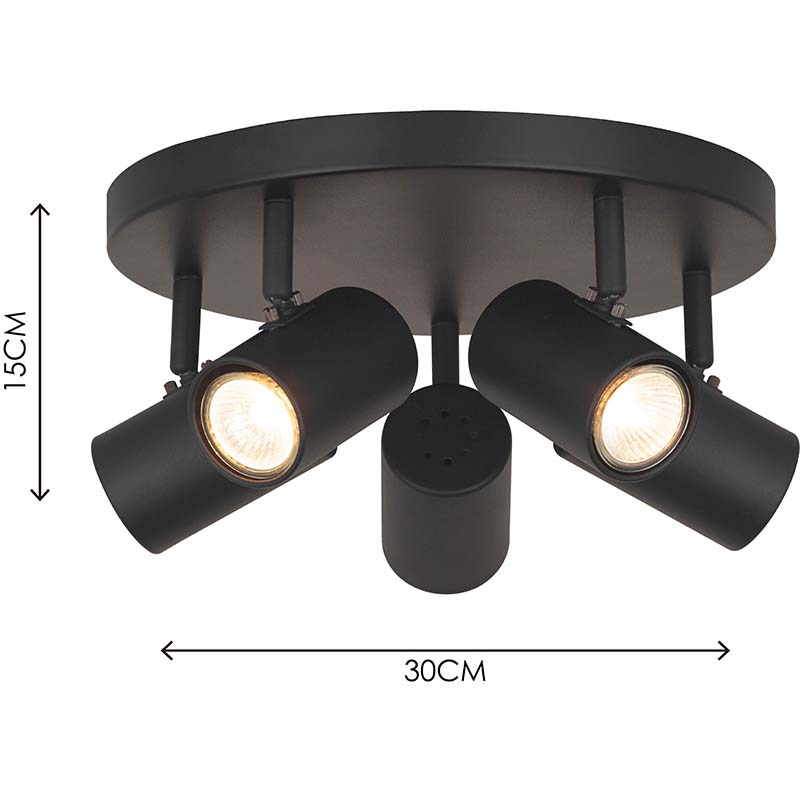 Eleve seu espaço com a luminária de teto de estilo moderno nórdico: simples e decorativa - 3 luzes, areia preta - GU10