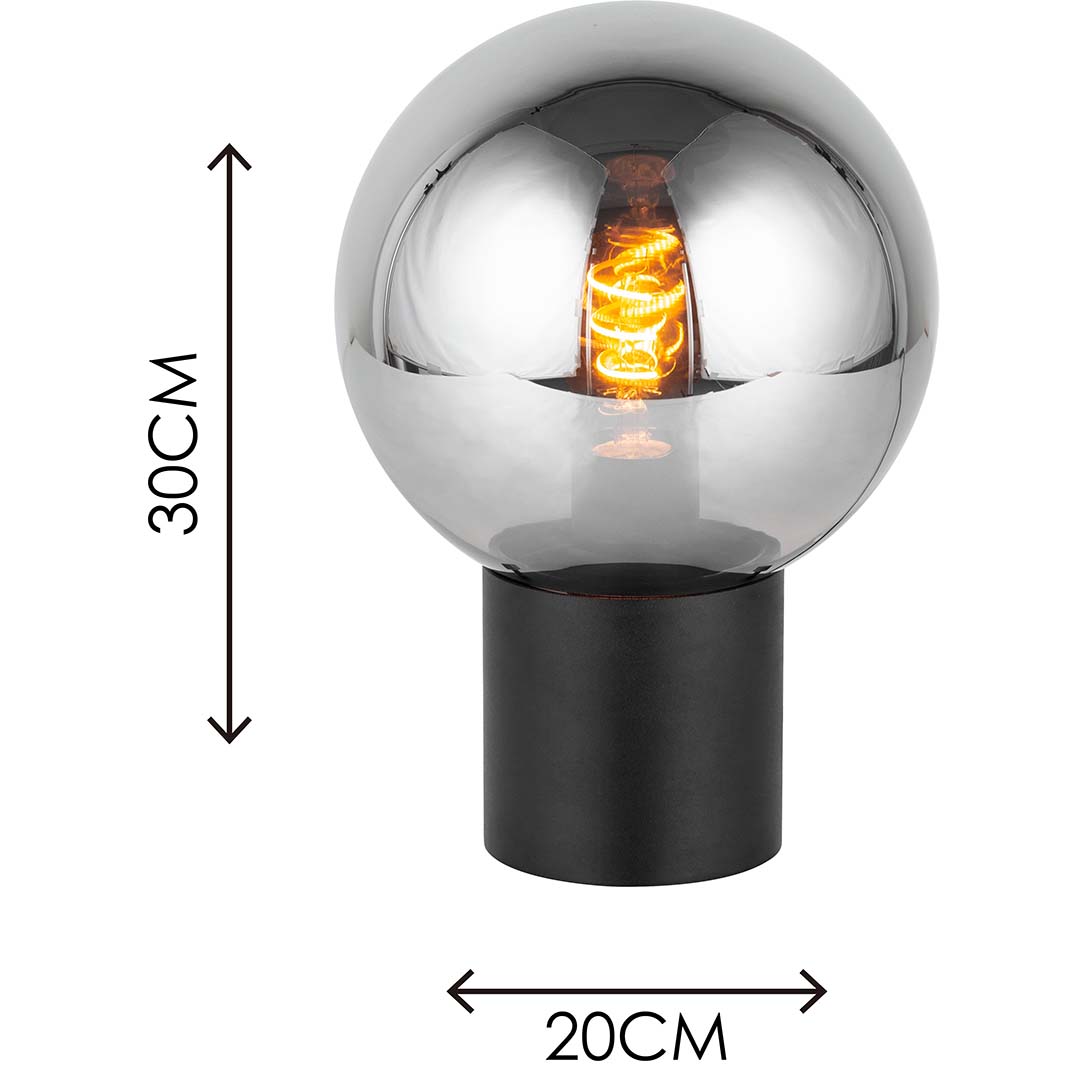 Luminária de mesa de vidro fumê com design autêntico nórdico com formato de bola moderno e soquete E27