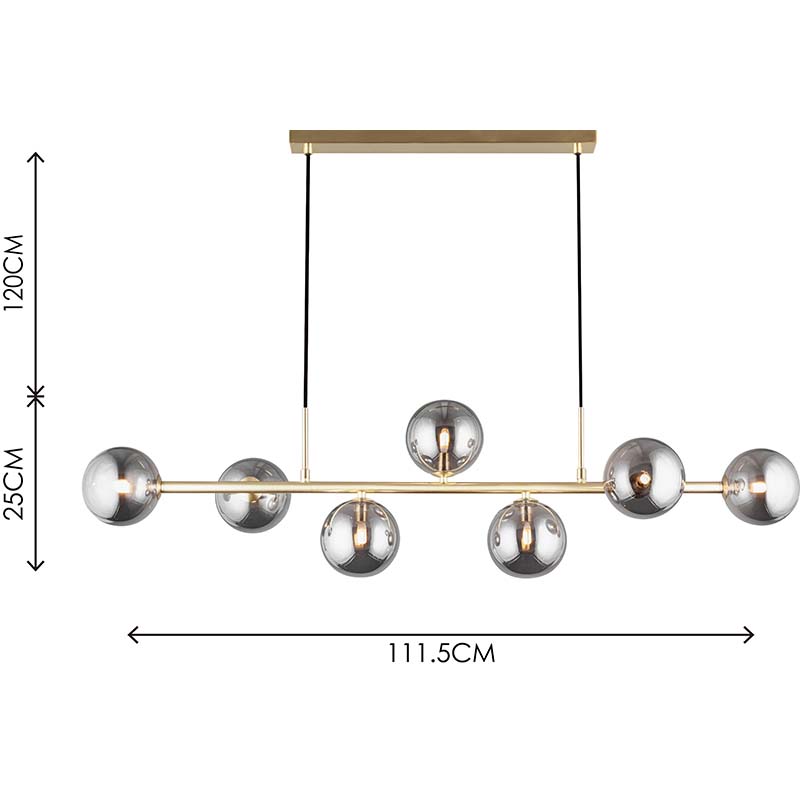 Luminária pendurada com design autêntico nórdico, luminária pendente decorativa ajustável 7lys latão fosco e vidro esfumaçado G9