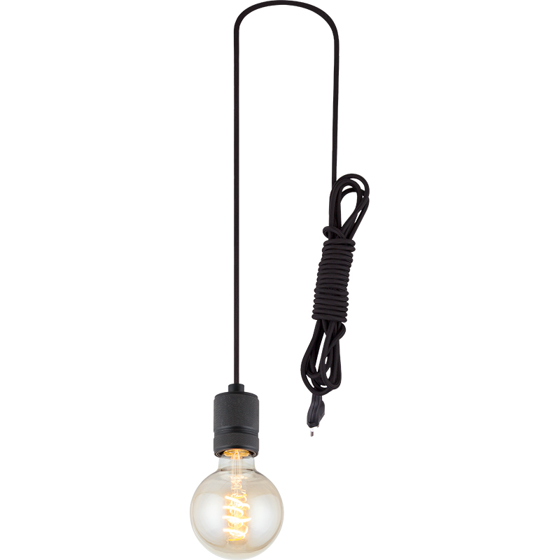 Pendente Simples Ajustável Janela Pingente Luminoso Matt Black Shade E27