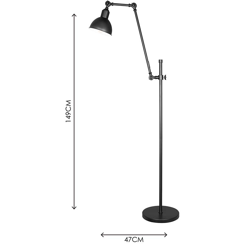 Ilumine seu espaço com a luminária de piso de design industrial moderno - Armários giratórios para iluminação ajustável - E27