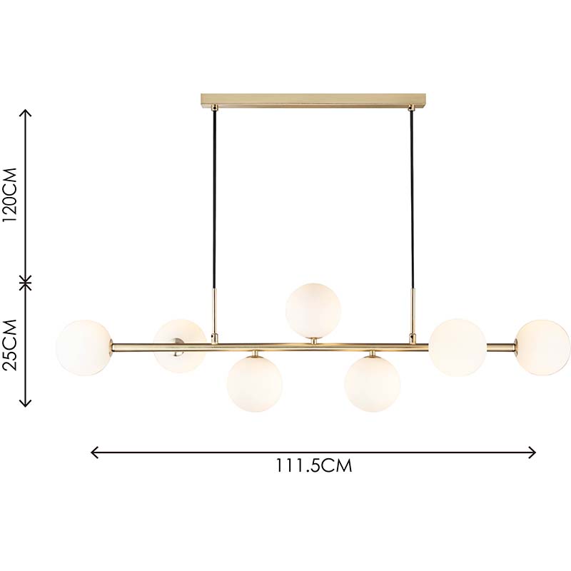 Lâmpada pendurada com design autêntico nórdico, decorativa, ajustável, pendente, 7lys, latão fosco e vidro opala G9